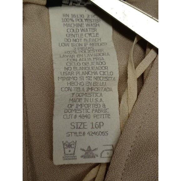 Vtg Helene Blake 2pc Beige sheer Crepe dress Suit Long Jacket Petite Sz 16P - Picture 7 of 7